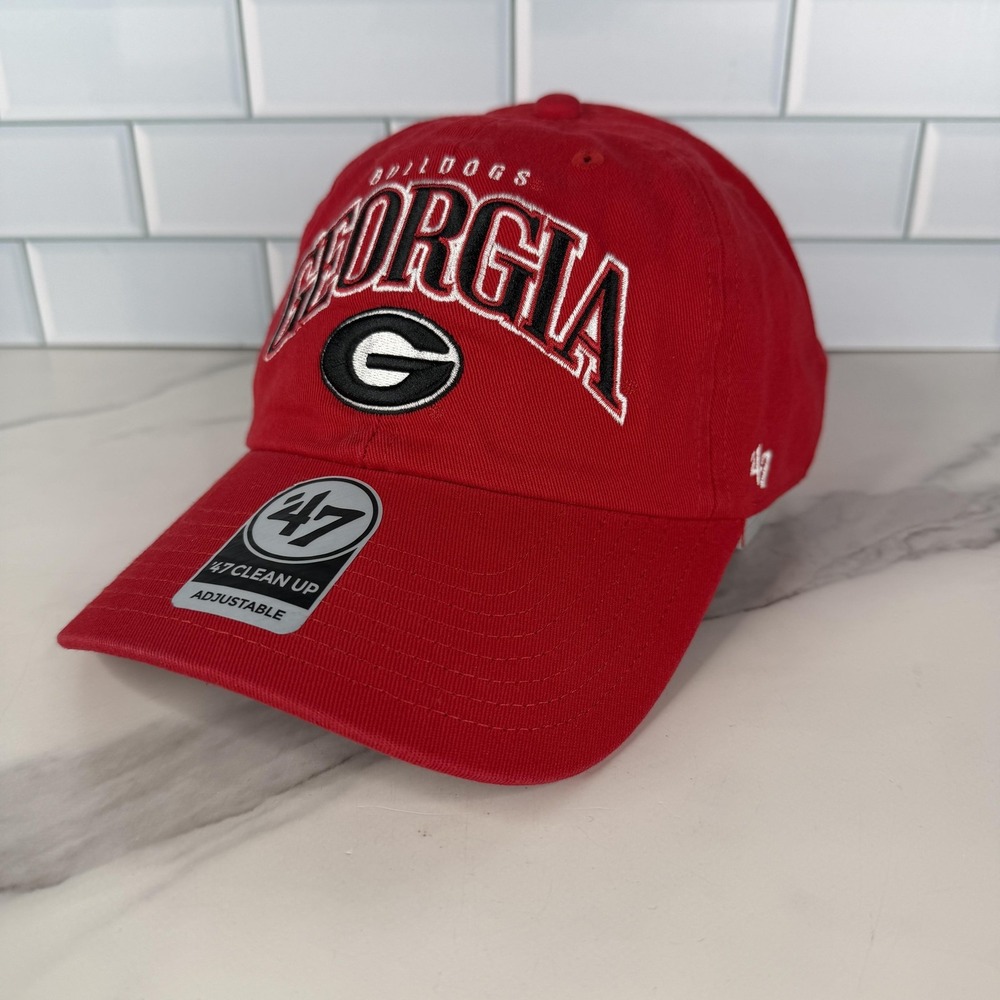 Georgia Bulldogs Hat Cap Strap Back Mens One Size Red 47 Embroidered Clean Up